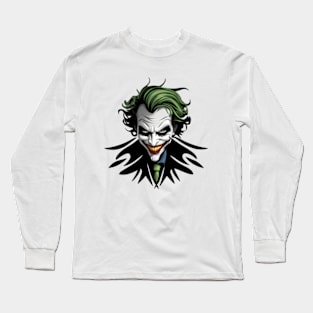 Sinister Smile: Menacing Joker Long Sleeve T-Shirt